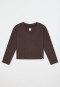 Sweatshirt met lange mouwen, doubleface, v-hals, diepbruin - Mix+ Relax