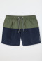 Pantaloncini da bagno in tessuto a righe color block, oliva-blu scuro - California Coast