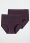Waist panties, 2-pack, fine rib, aubergine - Original Fine Rib