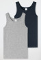 Tank Tops 2er-Pack Organic Cotton nachtblau/ grau-meliert - 95/5