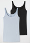 Top 2-pack organic cotton black/light blue - 95/5 Organic
