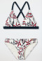 Triangel-Bikini herausnehmbare Softcups variable Träger gefüttert Mini-Slip Blumenprint mehrfarbig - Deep Sea