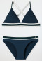 Triangel-Bikini-Set herausnehmbare Softcups variable Träger Mini-Slip Ripp-Optik dunkelblau - Underwater