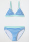 Triangle bikini set knitwear SPF40+ recycled stripes aquarium - Aqua