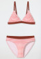 Triangle bikini set knitwear SPF40+ recycled stripes pink - aqua