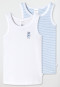 Undershirts 2-pack fine rib organic cotton bear stripes white/light blue - Natural Love