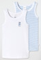 Unterhemden 2er-Pack Feinripp Organic Cotton Bärchen Ringel weiß/hellblau - Natural Love