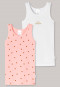 Onderhemden 2-pack fijnrib biologisch katoen stippen opschrift roze/wit - Natural Love