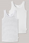 Onderhemden 2-pack fijnrib biokatoen streepjes wit/grijs - fijnrib multipacks