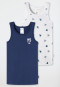 Unterhemden 2er-Pack Feinripp Organic Cotton Zauberer Wappen weiß/dunkelblau - Rat Henry
