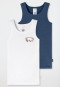 2-pack vests rhino blue/white - Fine Rib