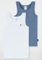 2-pack palm tree blue/white vests - Fine Rib
