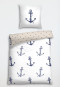 Biancheria da letto reversibile composto da 2 pezzi in Renforcé con ancore e pois, di colore blu navy e bianco - SCHIESSER Home