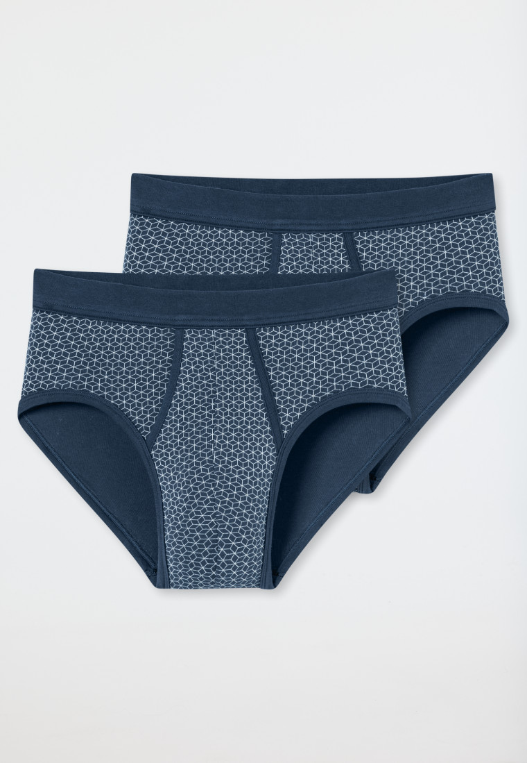 Slip sportivo confezione da 2 a costine sottili, fantasia indaco - Original Classics