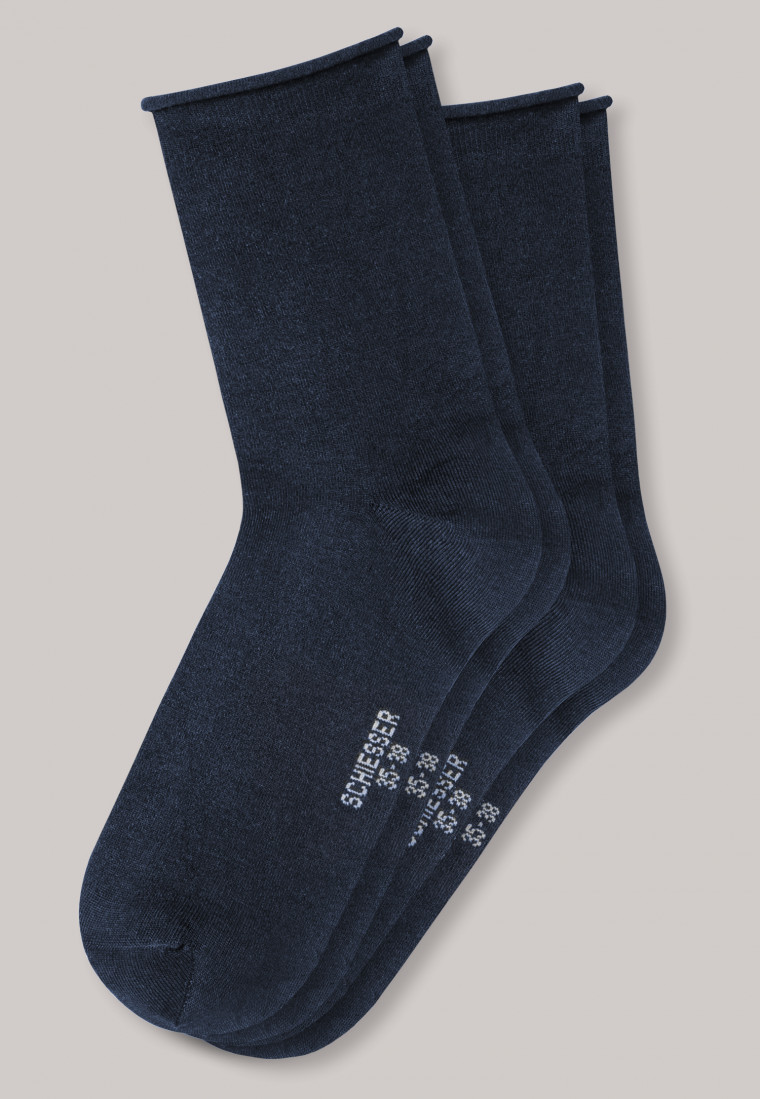 Chaussettes pour femme lot de 2 micro-modal bleu nuit - Long Life Softness