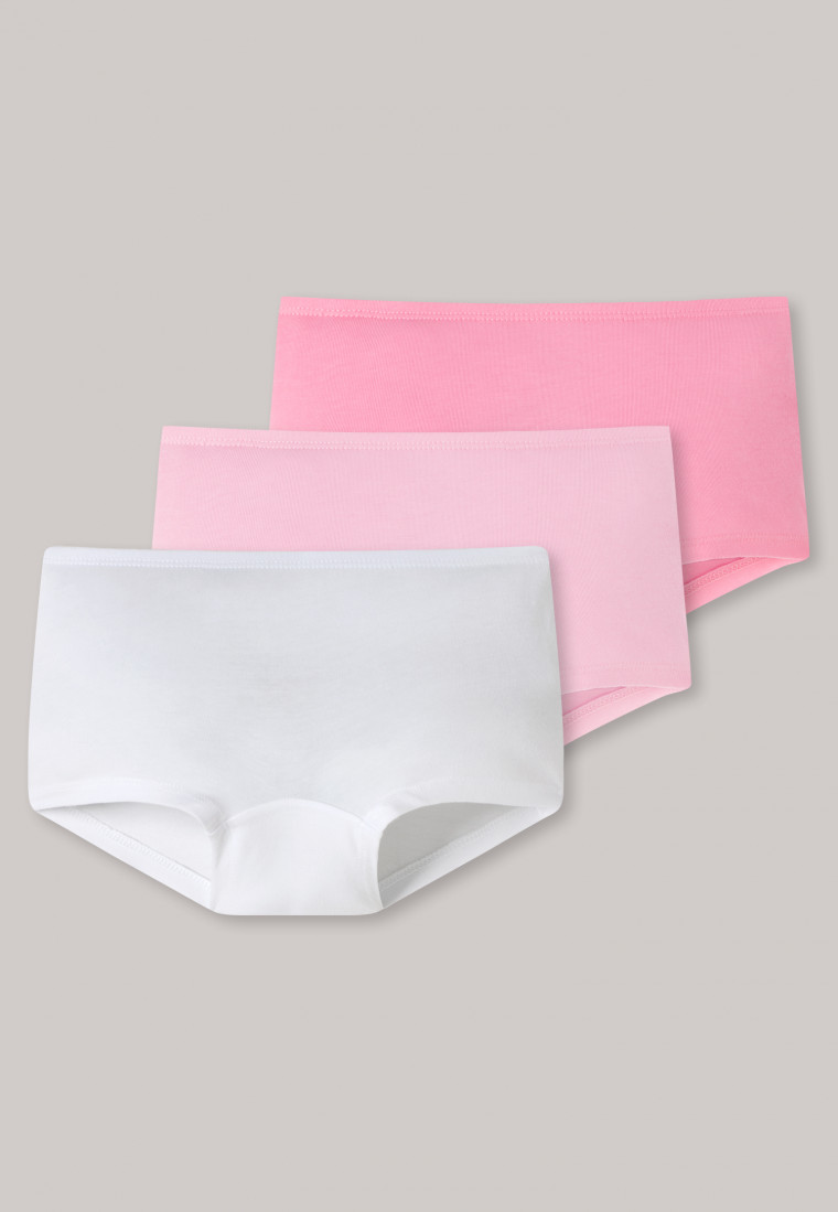 Girls' boyshorts 3-pack organic cotton white/pink – 95/5