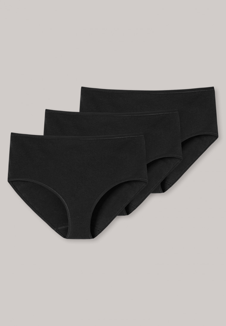 Midi panty 3-pack organic cotton black - 95/5