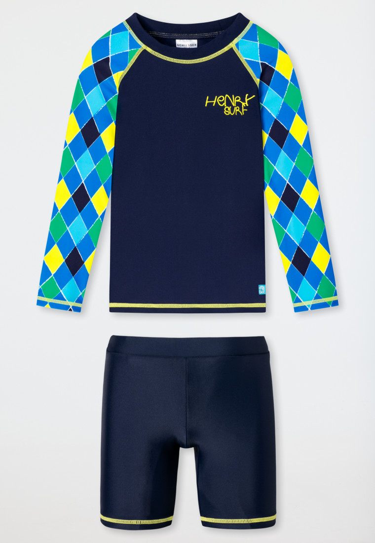 Swim set long 2-piece knitwear recycled shirt shorts ethnic multicolored - Rat Henry