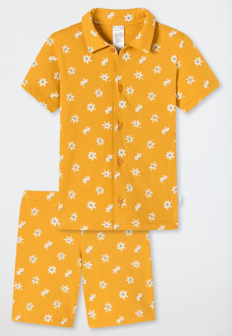 Pyjama kurz Knopfleiste Organic Cotton Margariten gelb - Natural Love
