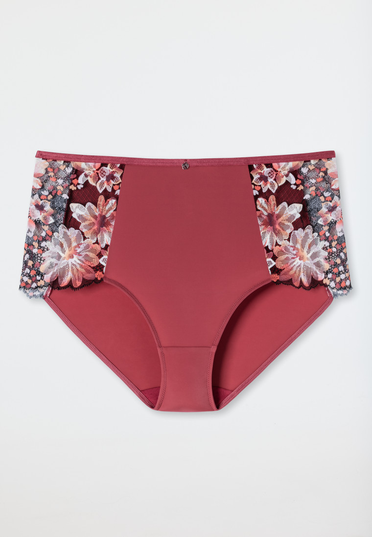 High-waisted panty sustainable microfiber lace berry - Summer Floral Lace