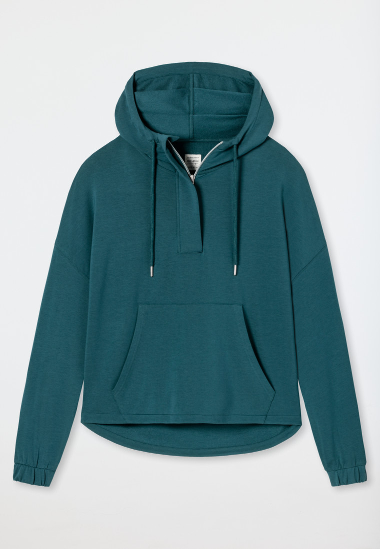 Hoodie long-sleeved Lyocell oversized hood blue-green - Mix+Relax Lounge |  SCHIESSER