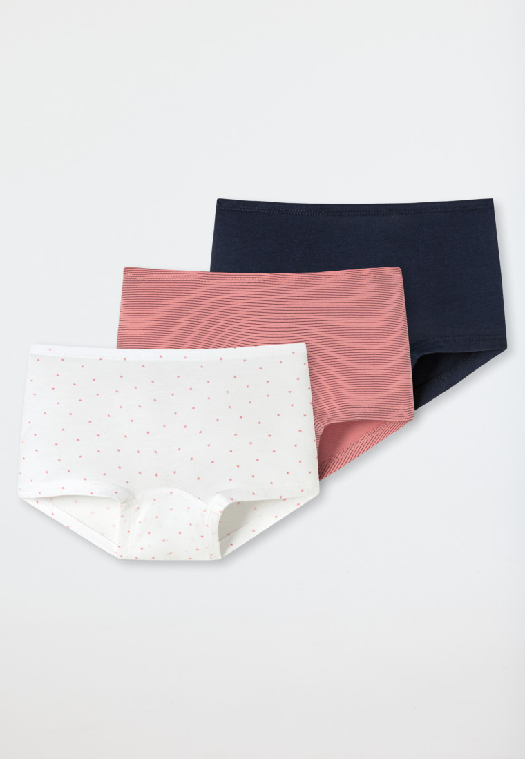 Shorts 3-pack biologisch katoen zachte tailleband strepen driehoeken veelkleurig - Girls World