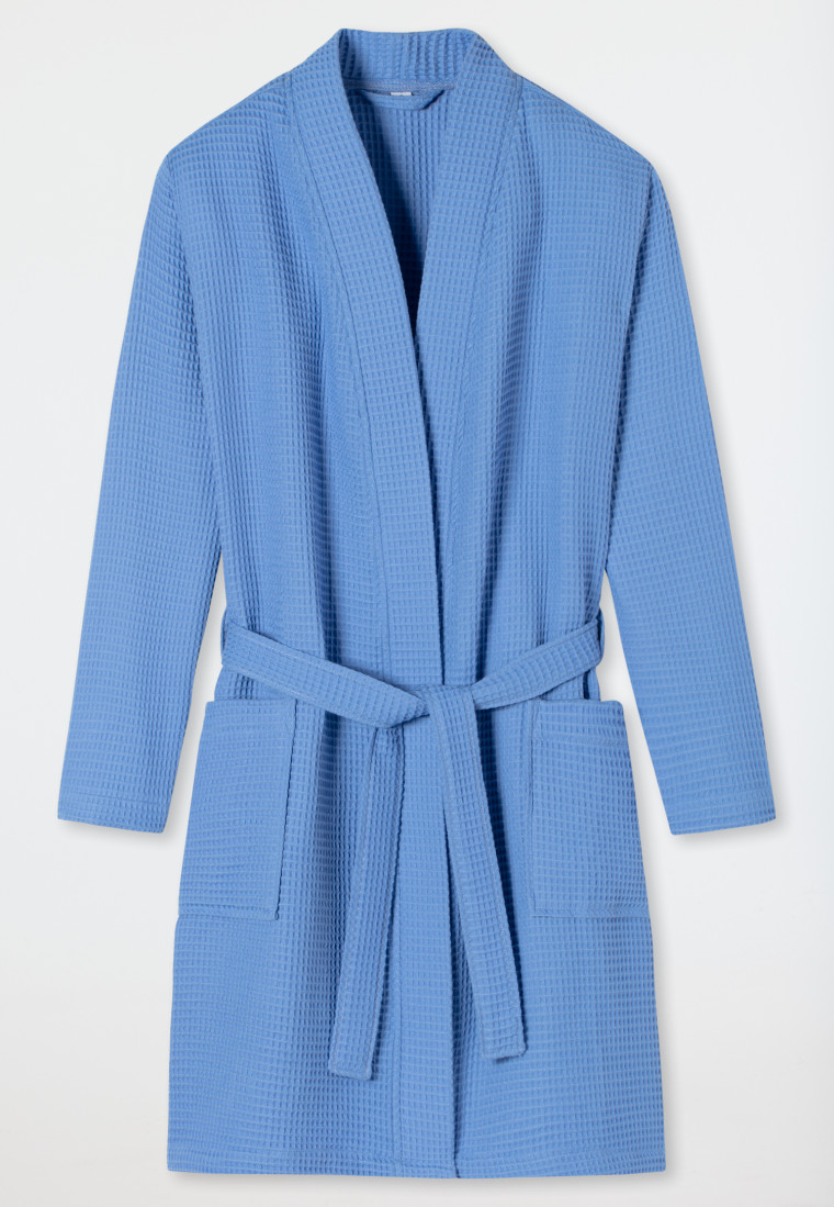 Bademantel Waffelpiqué blau - Essentials