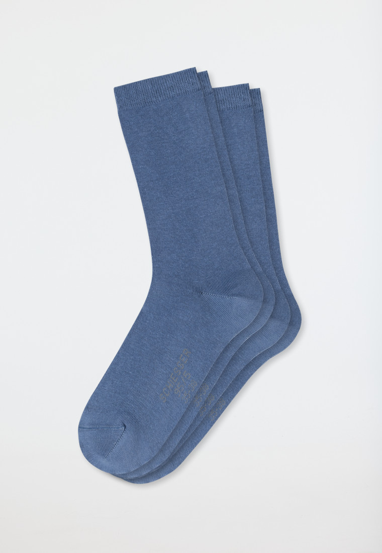 Chaussettes pour femme lot de 2 coton bio bleu jean - 95/5