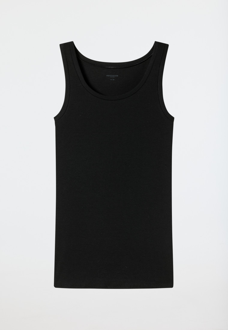 Tank top double rib organic cotton black - Pure Rib