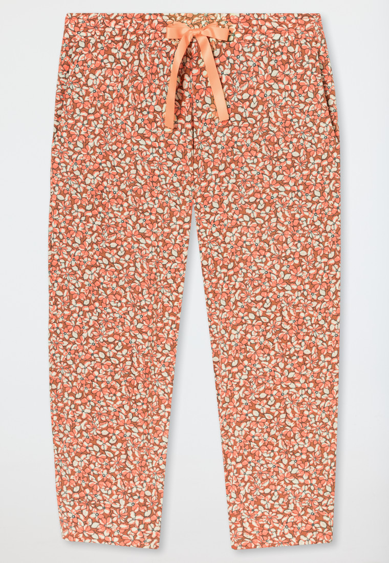 Loungehose 3/4-lang Modal Blumenprint pfirsich - Mix+Relax