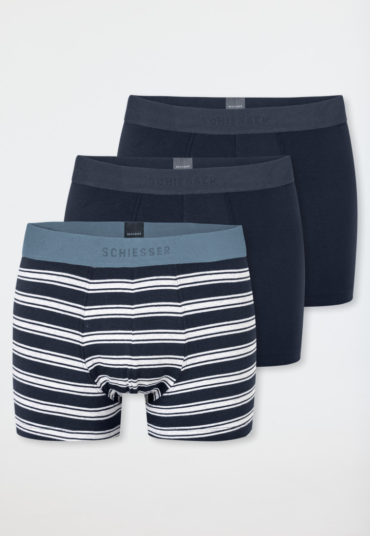 Shorts 3-pack Organic Cotton woven elastic waistband plain/stripes multi-colored - 95/5