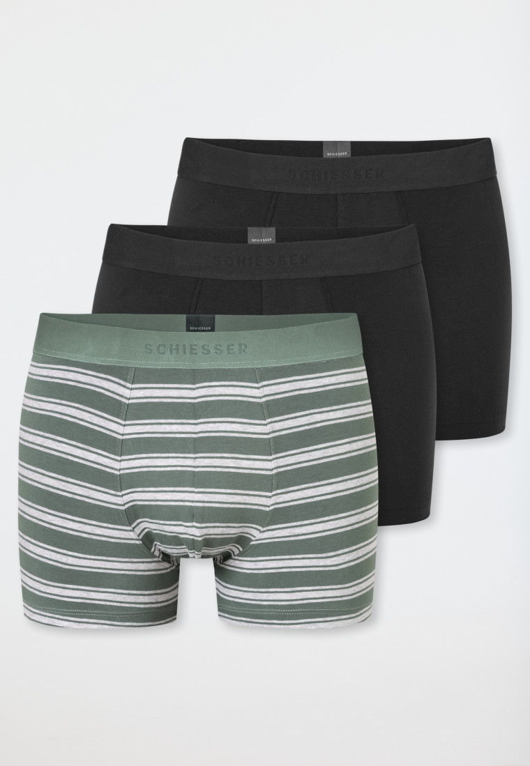 Short set van 3 stuks Organic Cotton geweven elastische tailleband gestreept meerkleurig - 95/5