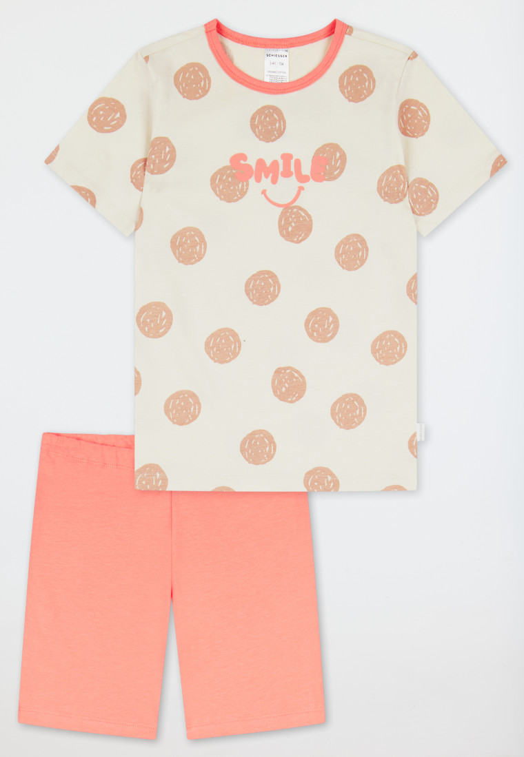 Pyjama korte stippen crème - Natural Love