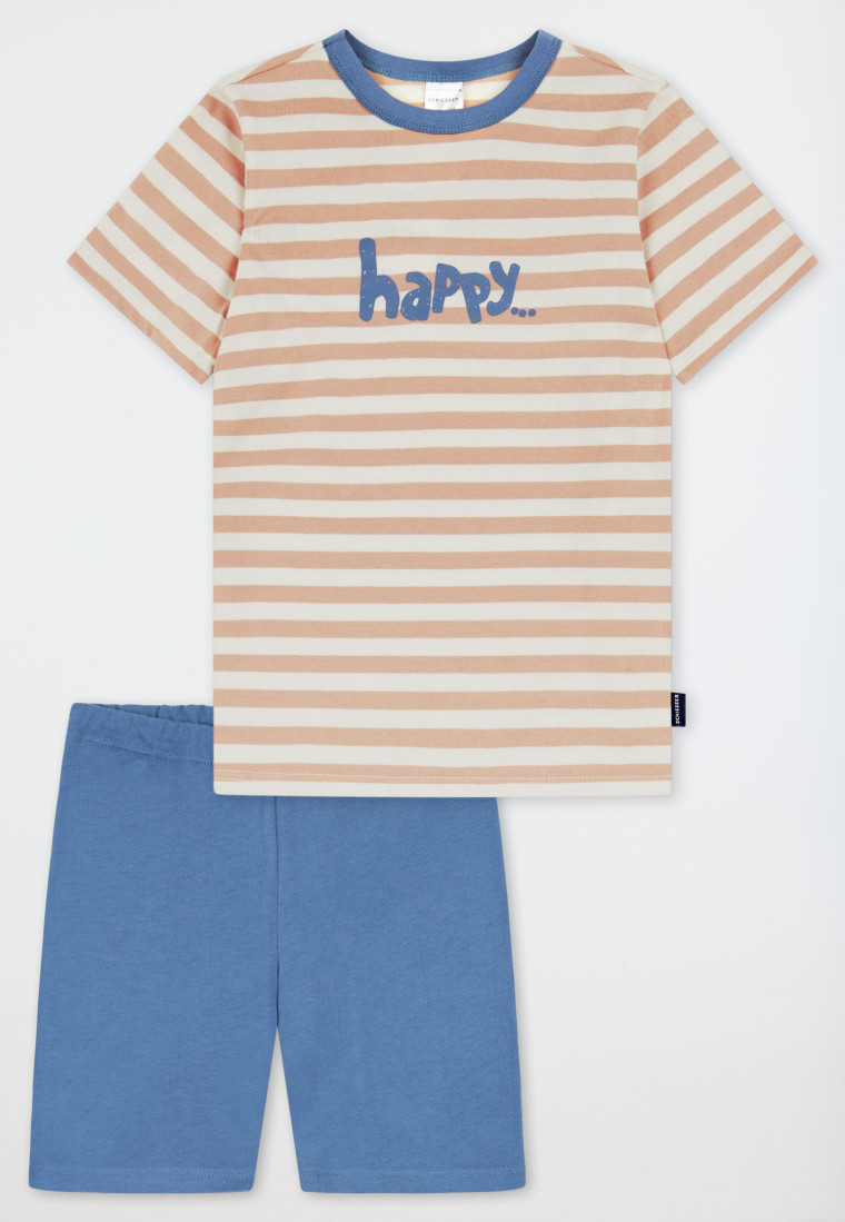 Pyjama korte streepjes happy crème - Natural Love