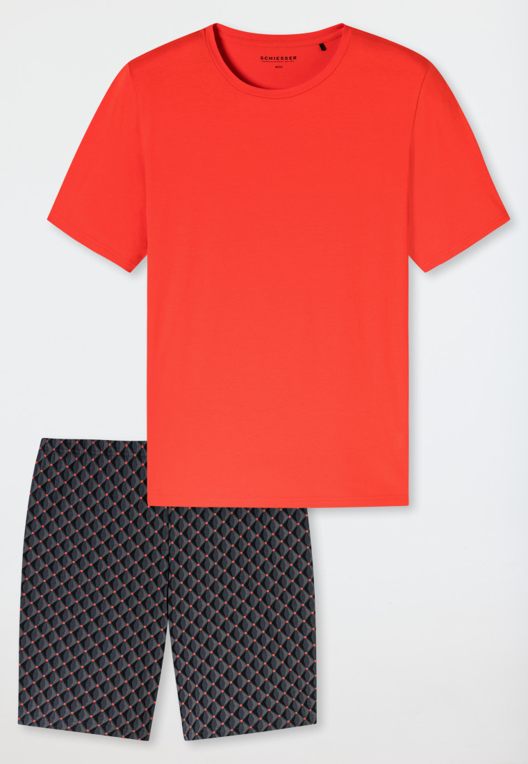 Pigiama corto rosso chiaro con fantasia - Casual Essentials