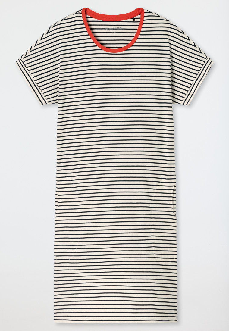 Camicia da notte a maniche corte a strisce off-white - Casual Essentials