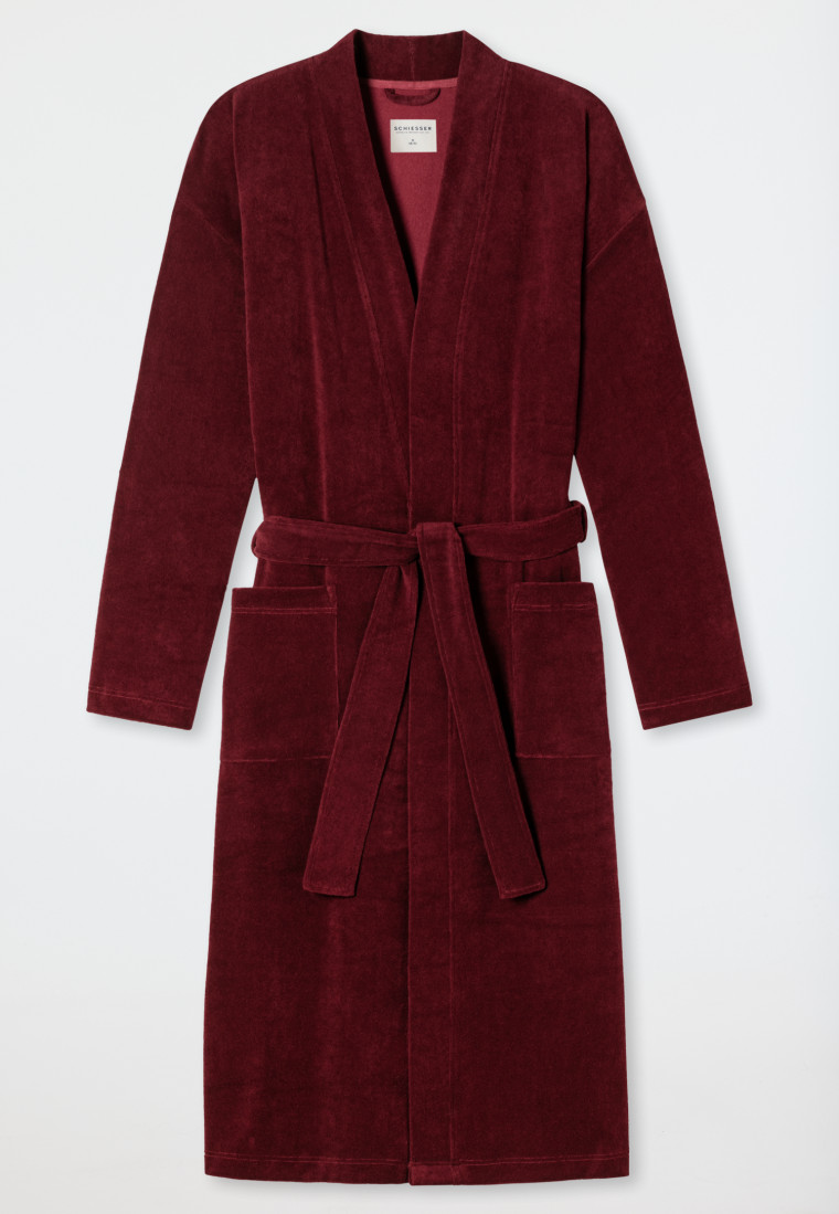 Light terry cloth bathrobe burgundy - Feather Terry