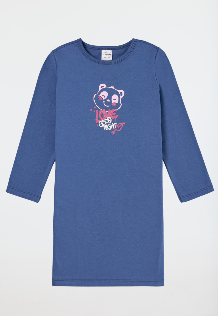 Camicia da notte a manica lunga in cotone organico panda blu - Girls World