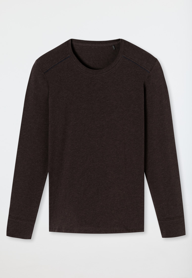 Maglietta manica lunga marrone screziato - Comfort Fit