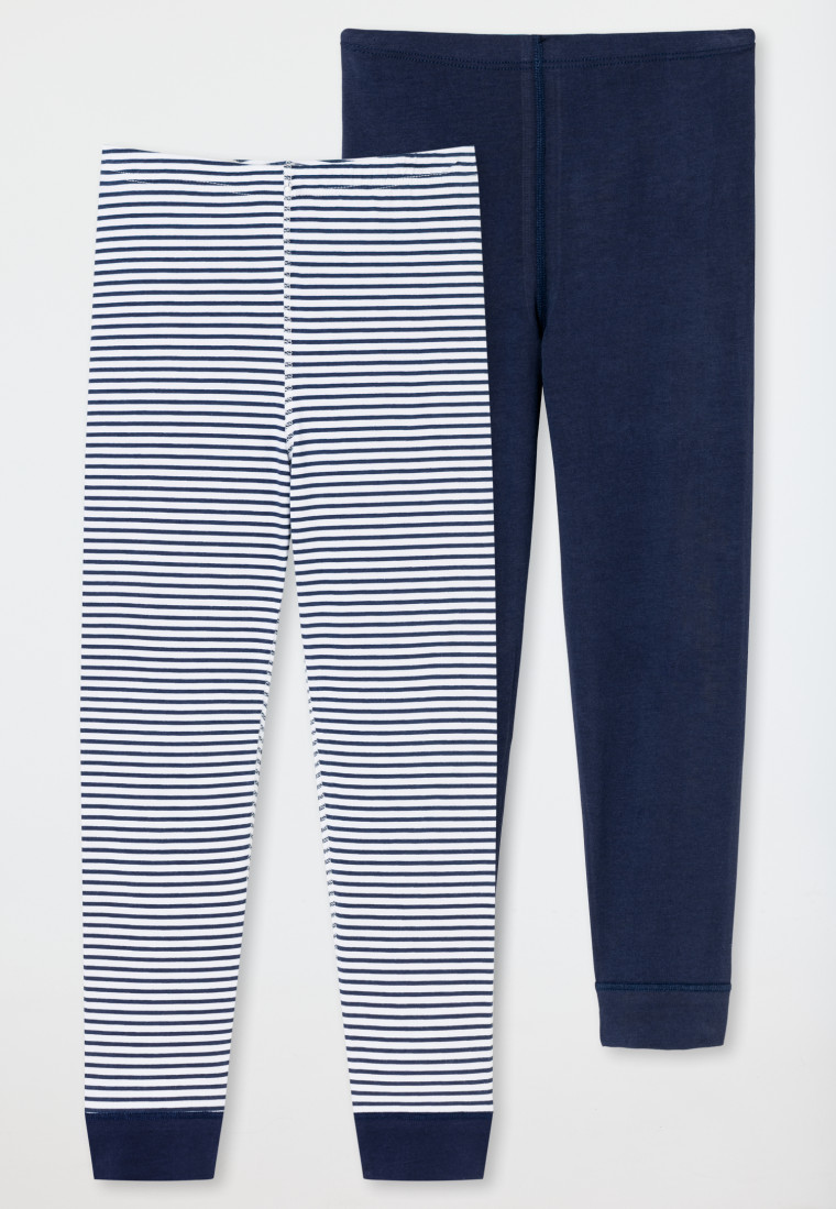 Broek lang 2-pack Organic Cotton softboord manchetten donkerblauw - 95/5