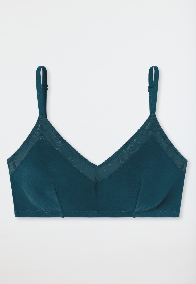 Bustino in pizzo senza ferretto petrolio - Modern Lace