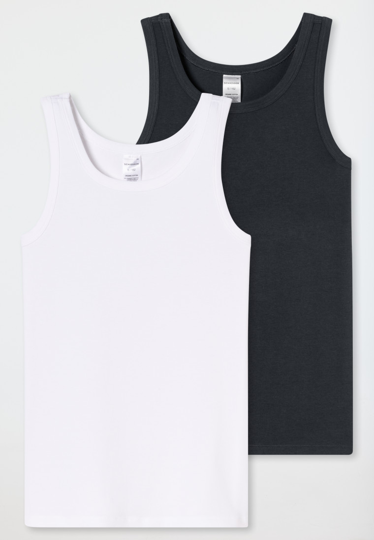 Tanktops set van 2 wit/grafiet - 95/5
