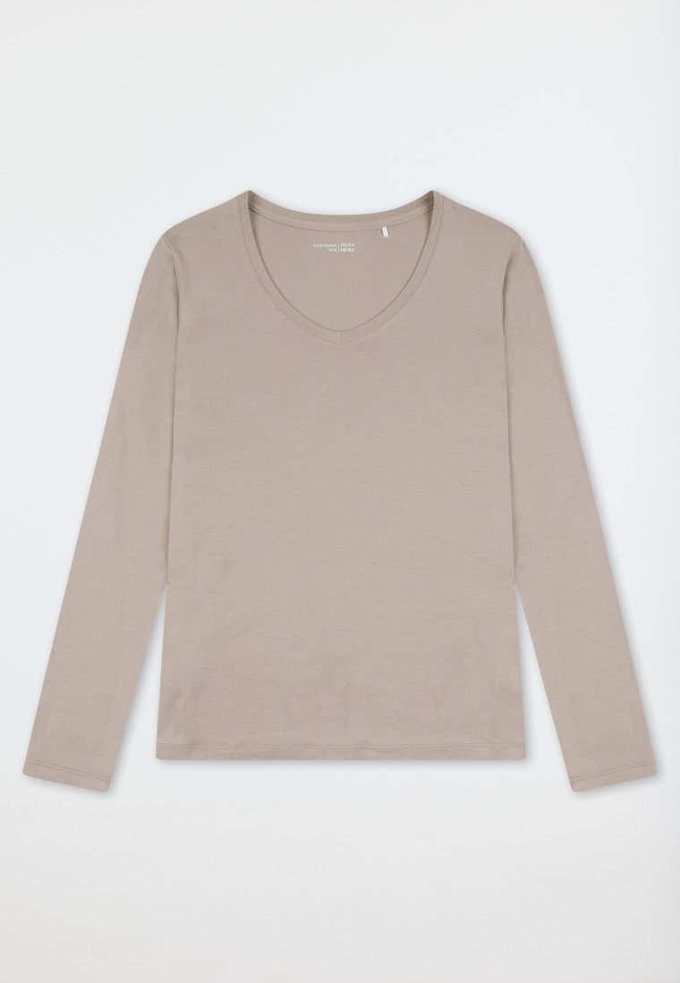 Shirt langarm V-Ausschnitt clay - Mix+Relax