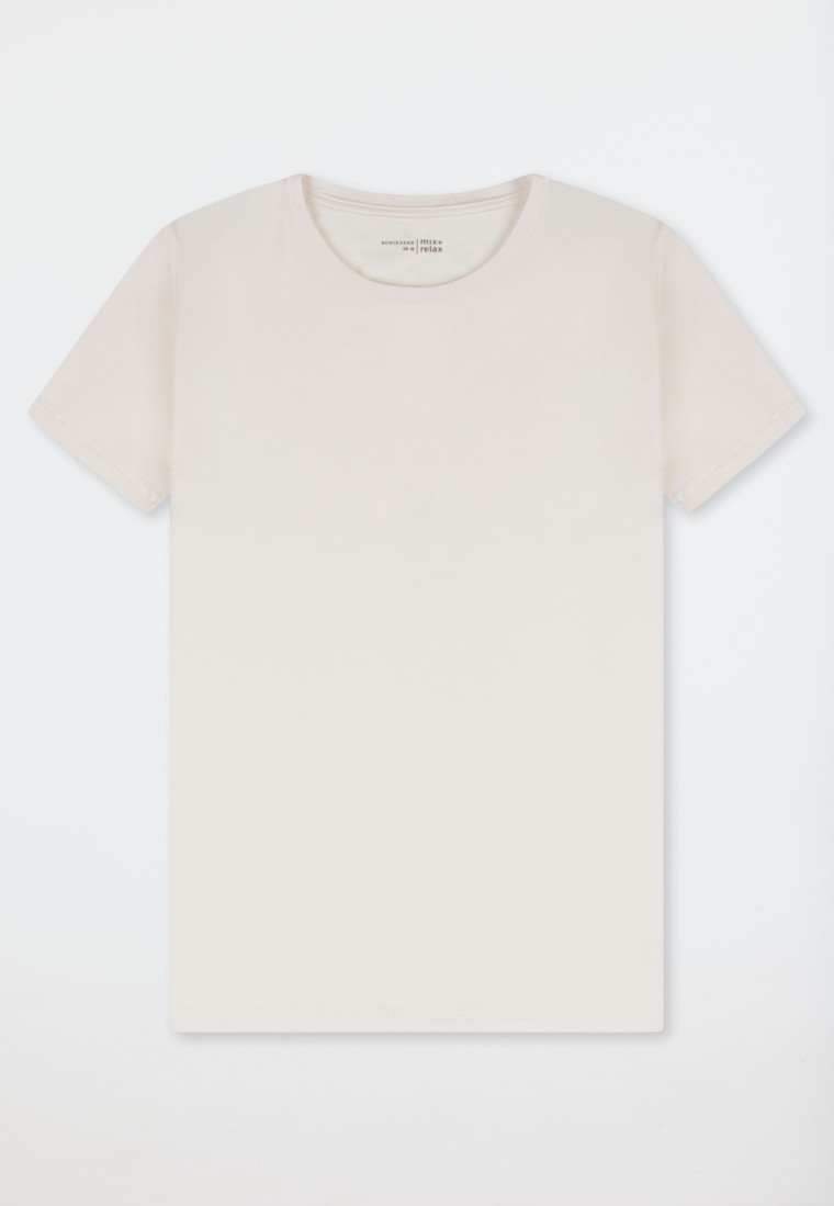 Maglietta a maniche corte a scollo tondo off-white - Mix+ Relax