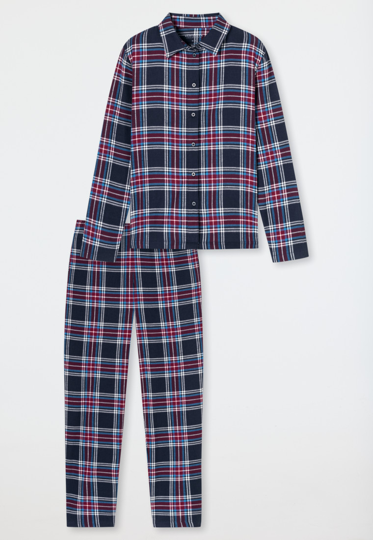 Pyjama lang Webware nachtblau kariert - X-Mas Family
