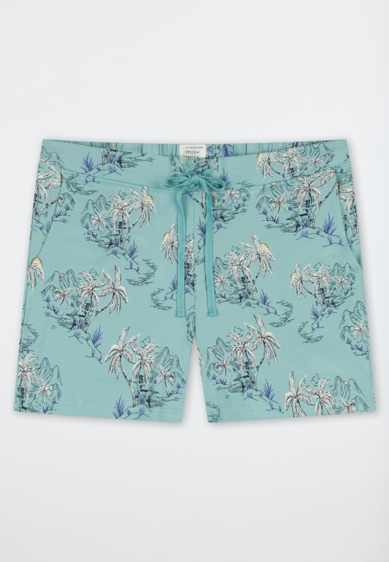 Hose kurz Palmen Inseln jade - Mix+Relax