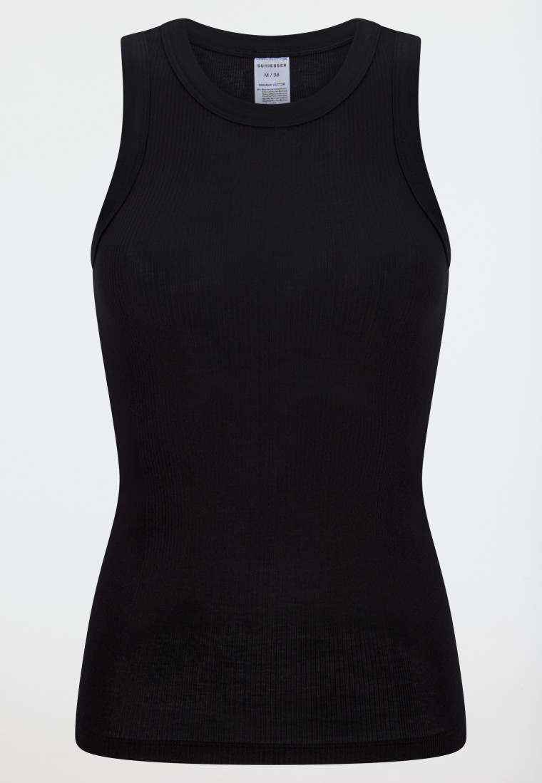 Chemise à bretelles côtelées noir - Revival Paula