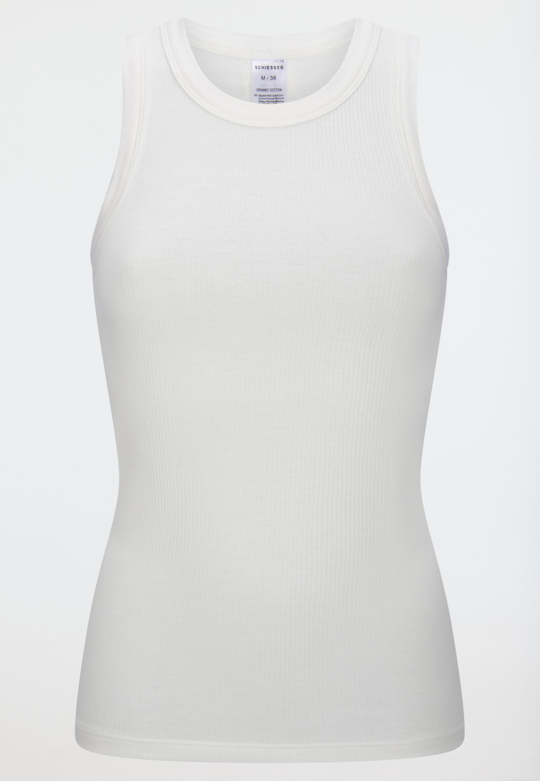 Strap top fine rib off-white - Revival Paula