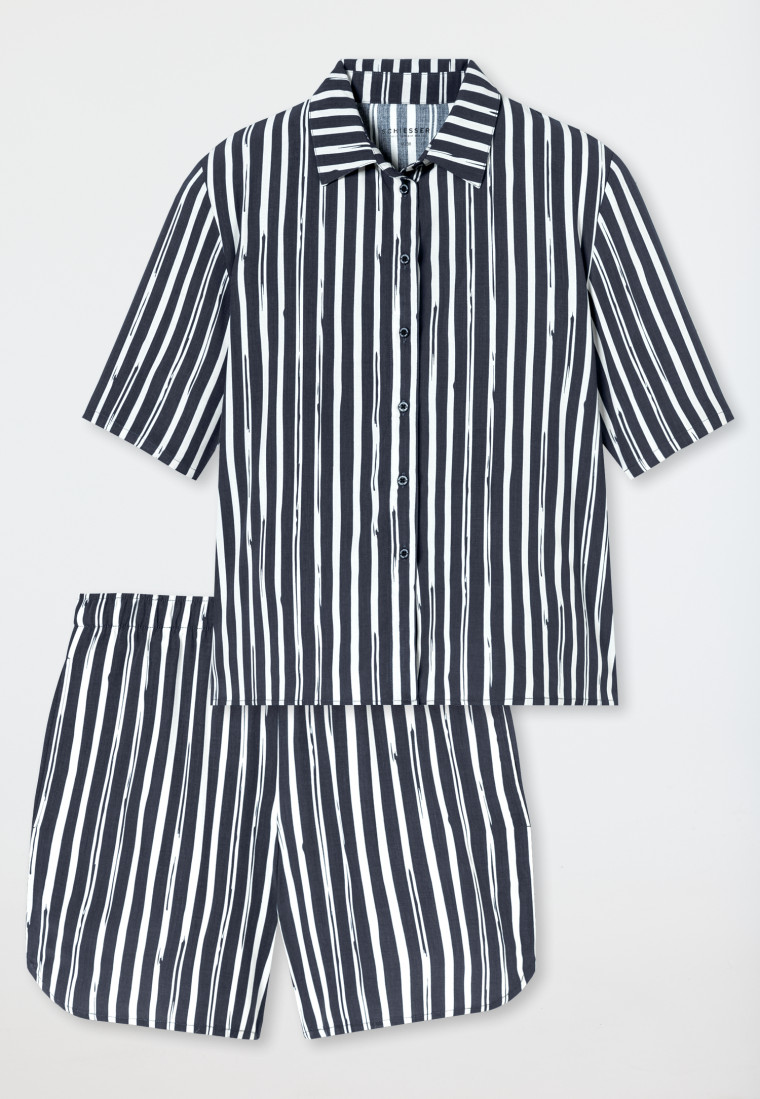Pyjama kurz Webware Streifen graphit - selected! premium