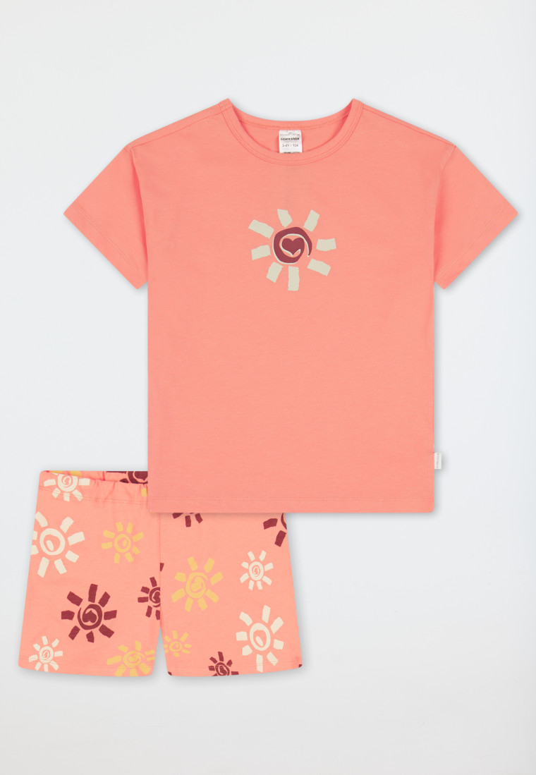 Schlafanzug kurz Sonne apricot - Girls World